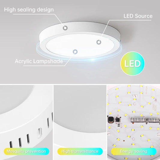 Lámpara de techo Led 110-265V Panel ultrafino luz Led para sala de estar dormitorio iluminación interior 20W 30W luces de techo redondas cuadradas