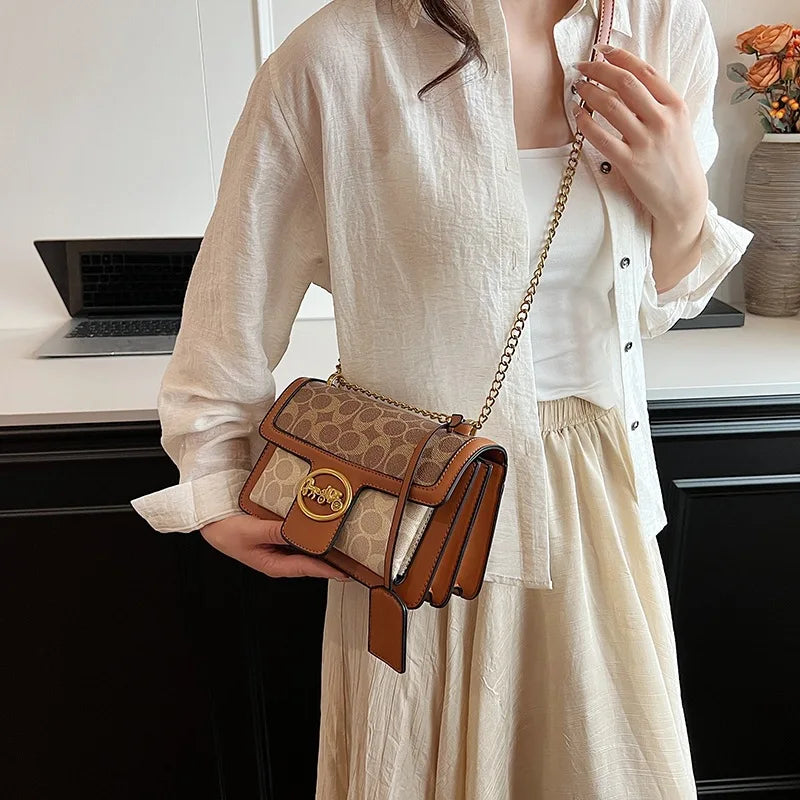 Bolso de Mujer de Diseño Avanzado 2026, Nuevo, Moderno y Elegante, con Cadena, Versátil, Bandolera, Bolso Cuadrado Pequeño