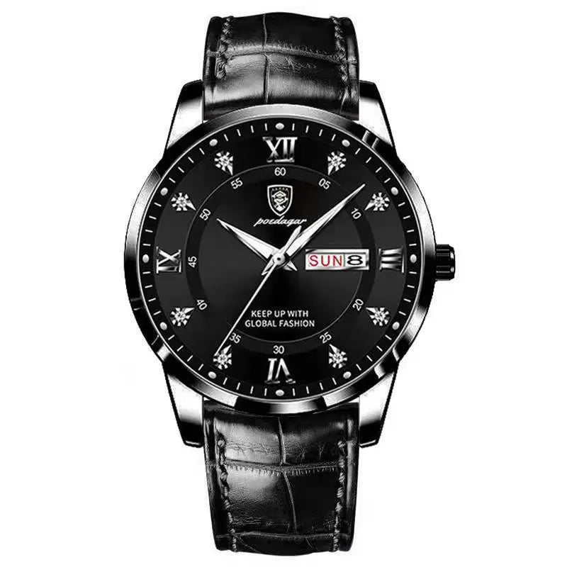 Reloj POEDAGAR Original de alta calidad para hombre, reloj de pulsera deportivo de cuero luminoso resistente al agua para hombre, relojes casuales elegantes de cuarzo para hombre