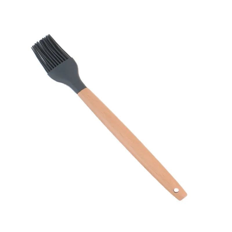 Utensilios de cocina de silicona con mango multifunción de madera, espátula antiadherente, cucharón, batidor de huevos, pala, rosa, nuevo