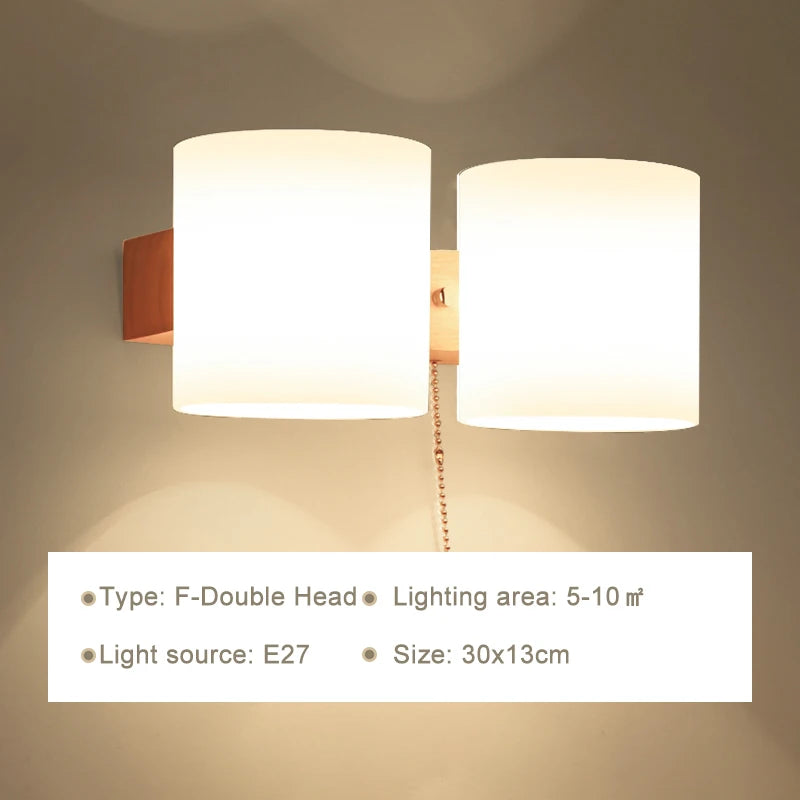 Lámparas de pared LED modernas, luces de madera para dormitorio, mesita de noche, escaleras, pasillo, aplique de iluminación montado Interior, accesorios de iluminación para decoración del hogar