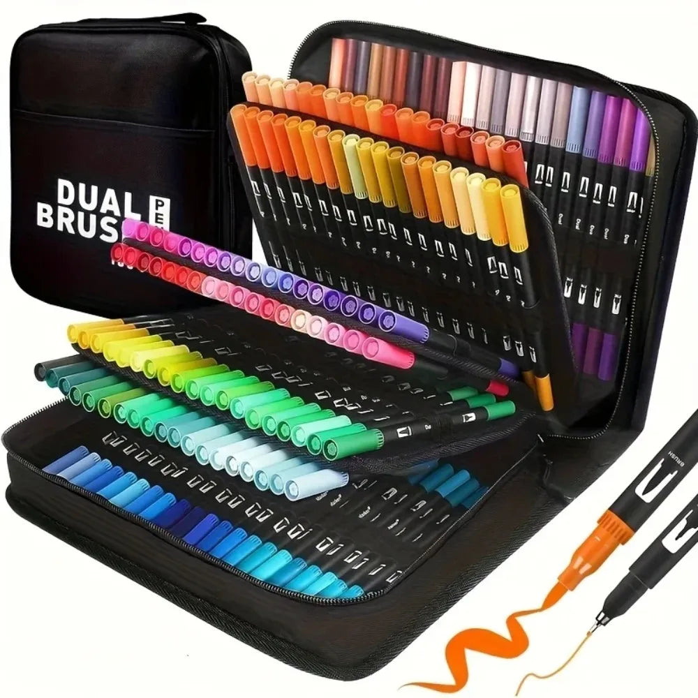 Juego de rotuladores de acuarela de doble punta Vitality - Materiales de arte para pintura y manualidades, con colores brillantes y plástico duradero