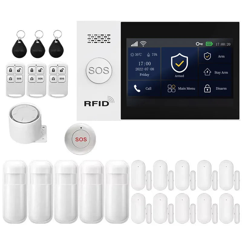 PGST kit alarma antirrobo inteligente WiFi 2G GSM Works with Tuya Smart Life sistema seguridad inalámbrico hogar negocio control app sensores puerta ventana instalación fácil sin cuotas mensuales