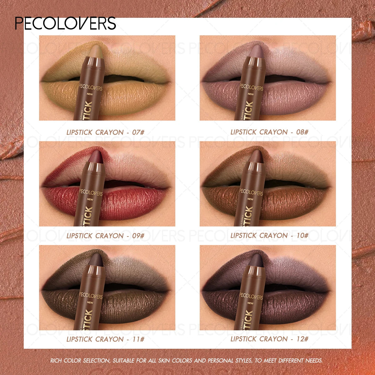 Delineador de labios y lápiz labial 2 en 1 (1 unidad): acabado mate, para definir el contorno de labios, se adapta a estilos de maquillaje de otoño e invierno
