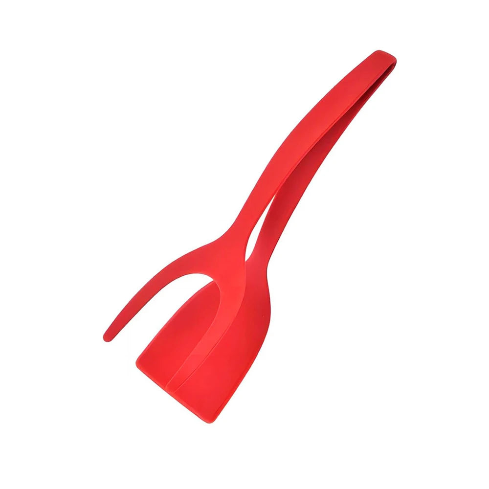 Nueva Espátula 2 en 1 con Pinzas, Espátula para Voltear Huevos, Espátula de Nailon con Revestimiento Antiadherente, Herramienta para Hacer Panqueques, Pescado, Tostadas Francesas y Omelettes