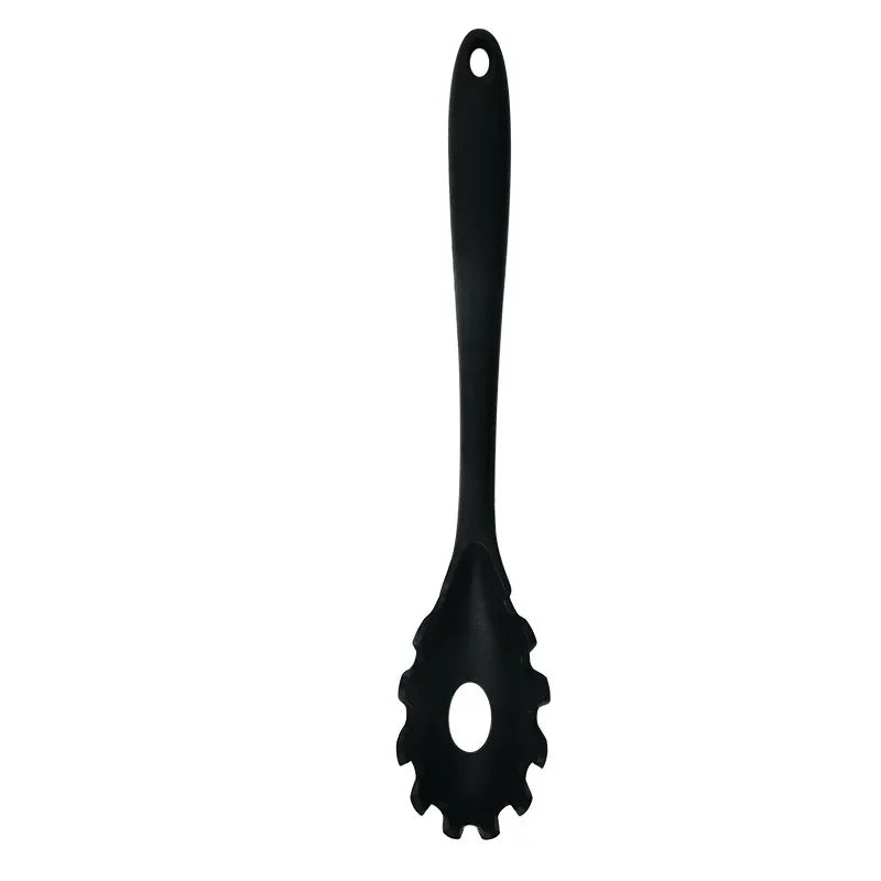 Colador de fideos y Pasta de silicona, cuchara para espagueti con mango largo, cuchara para fideos, colador con ranura, colador de drenaje de nailon, utensilio de cocina