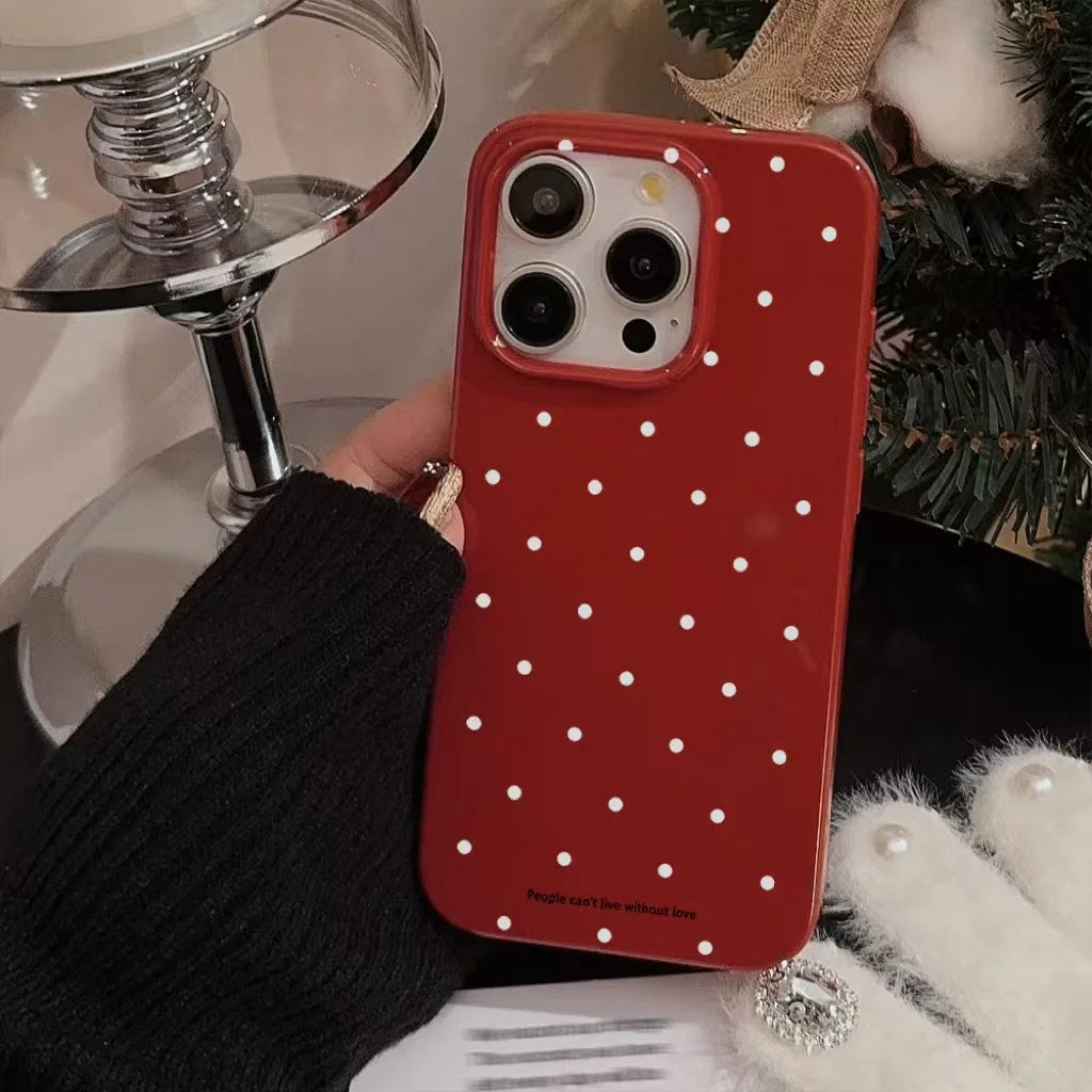Moda clásica Retro blanco punto de onda vino rojo brillante funda protectora suave para iPhone 11 12 13 14 15 16 17 Pro Max Air