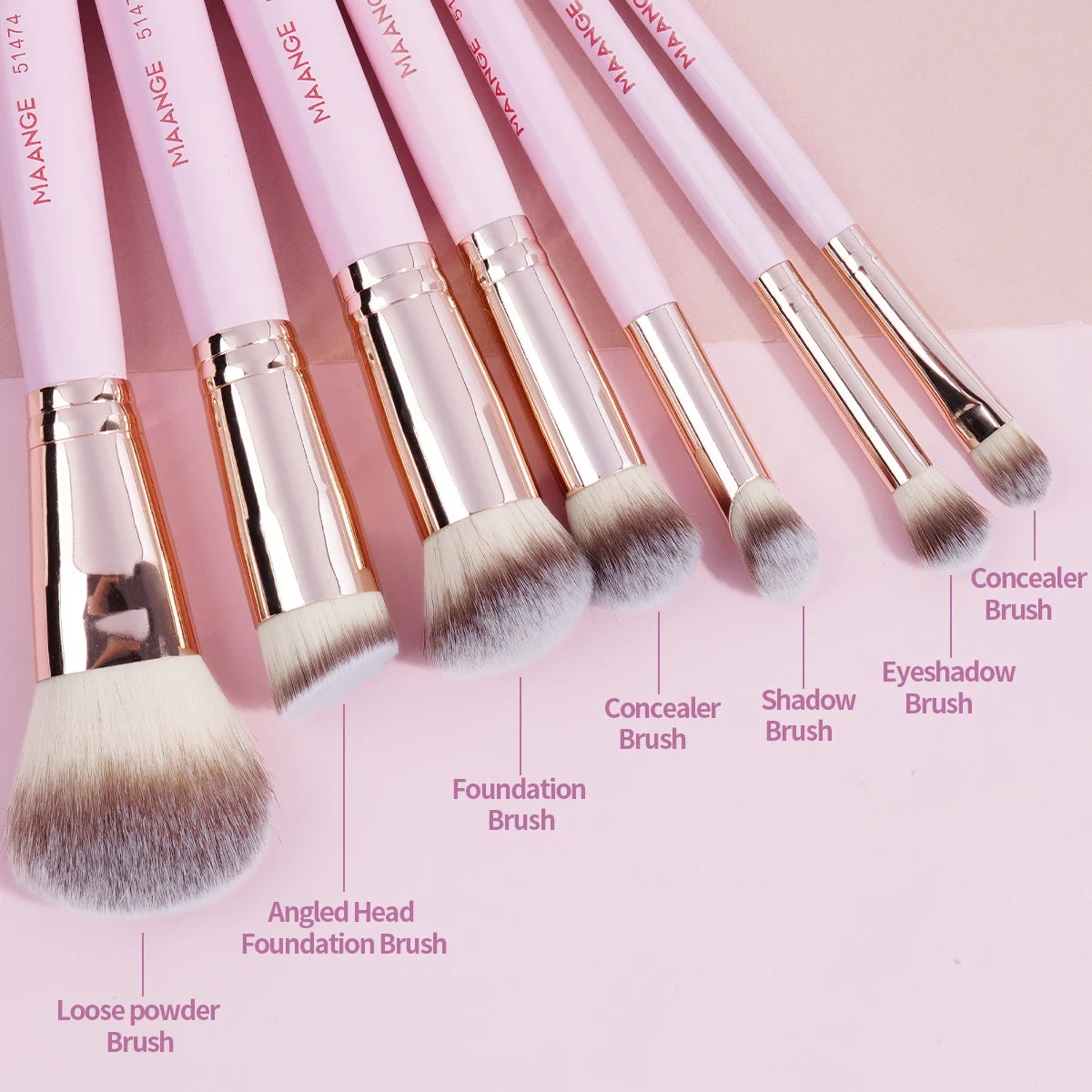 MAANGE 7 Uds juego de brochas de maquillaje base corrector sombra de ojos brocha de maquillaje para crema líquida herramienta de belleza de maquillaje cosmético denso suave