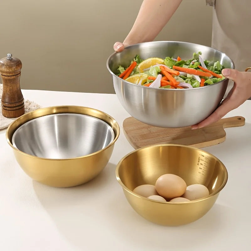 Juego de 3 Tazones para Mezclar de Acero Inoxidable, Tazón Grande para Ensalada, Tazón para Amasar, Accesorios de Cocina, Artículos para el Hogar