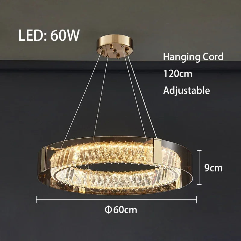 Luces de techo de cristal, luces LED, candelabro de techo moderno, lámparas regulables de lujo, decoración de habitación, Plafonnier, decoración del hogar para dormitorio