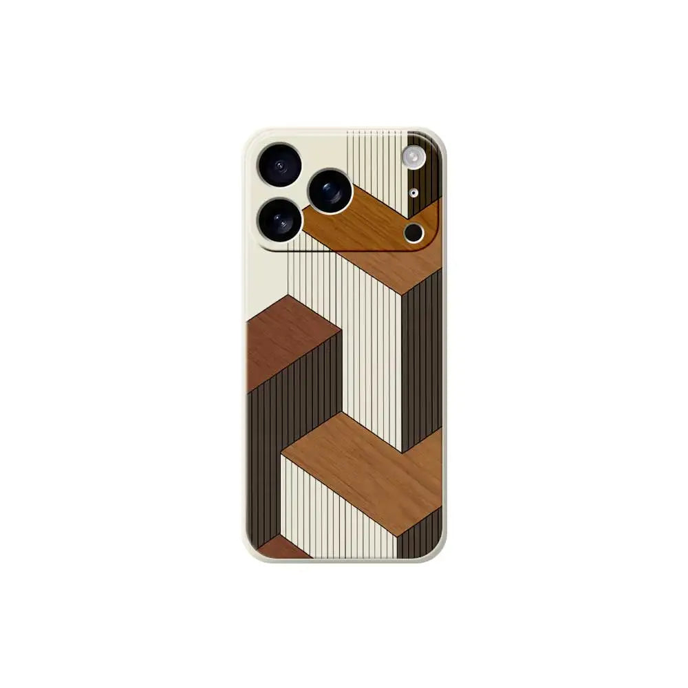 Fundas de teléfono geométricas de madera para iPhone 17 Pro Max 17 Air 16 15 14 13 12 11 Pro Max XS Max 7 8 Plus 16e 16 Plus TPU funda Coque