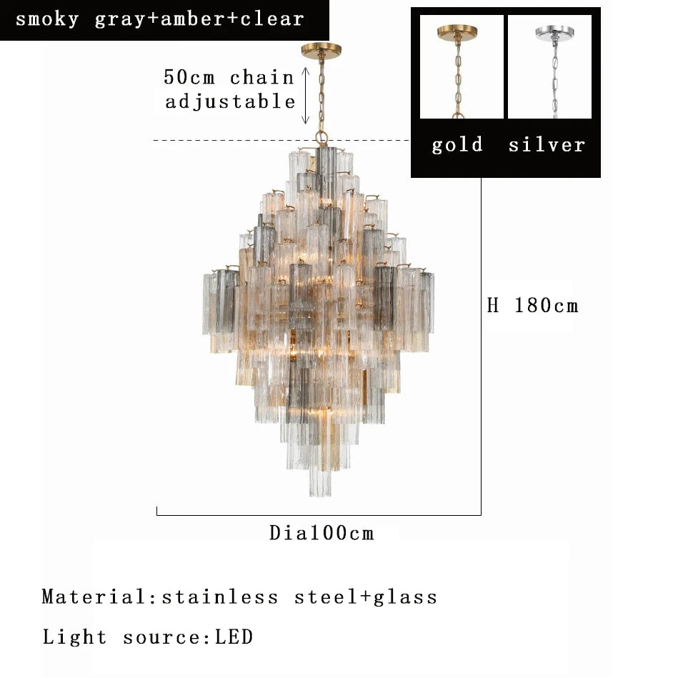 Lámparas de lujo, candelabro de cristal antracita, brillo dorado, regulable, lámpara de techo, iluminación para sala de estar, iluminación interior para el hogar