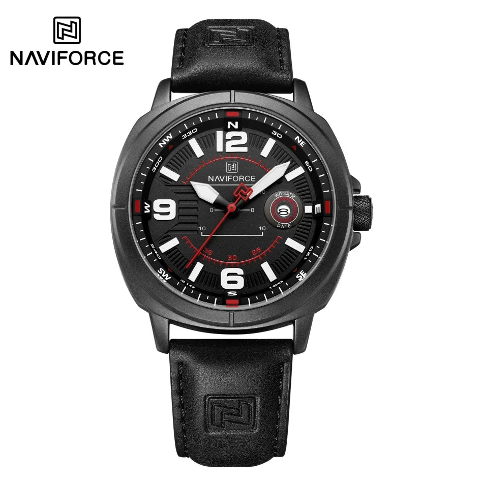 Marca NAVIFORCE, Reloj de cuarzo para Hombre, banda de PU de alta calidad, Reloj de pulsera con calendario para Hombre, indicador de fecha automático, relojes impermeables, Reloj para Hombre