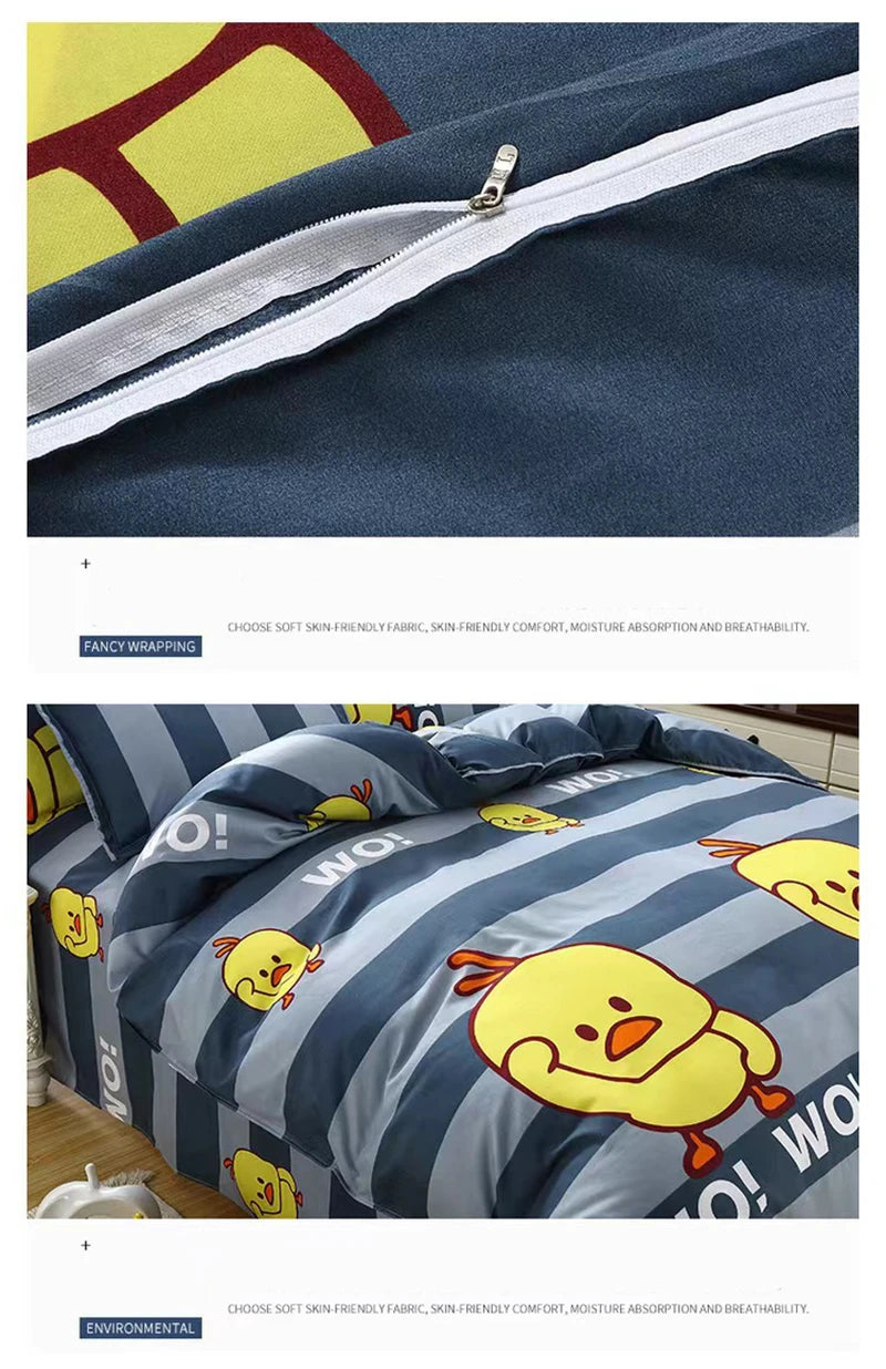Juego de fundas de edredón de tamaño King de dibujos animados, 220x240, agradable para la piel, manta, funda de edredón y funda de almohada