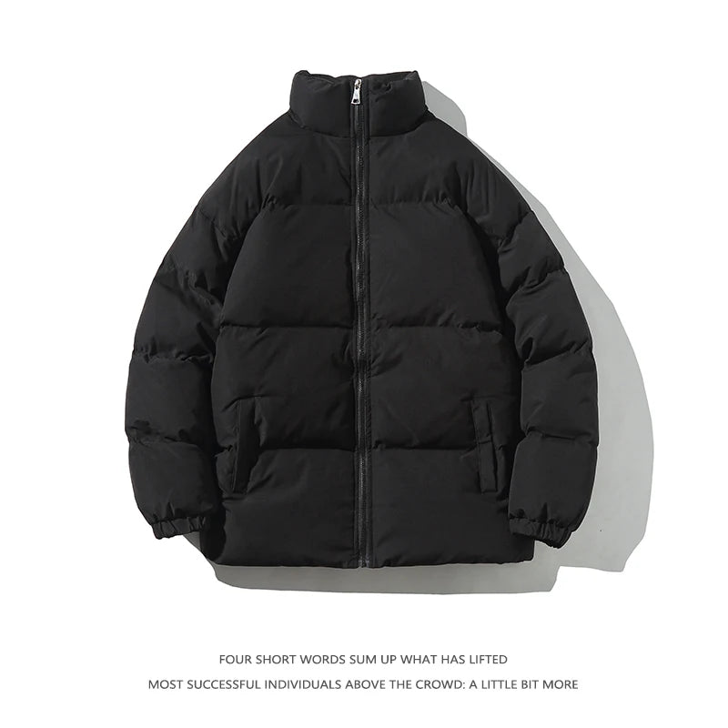 Ropa de calle Harajuku abrigo de invierno cálido para hombre Parka informal de Color sólido con cuello levantado chaqueta de invierno de gran tamaño para mujer
