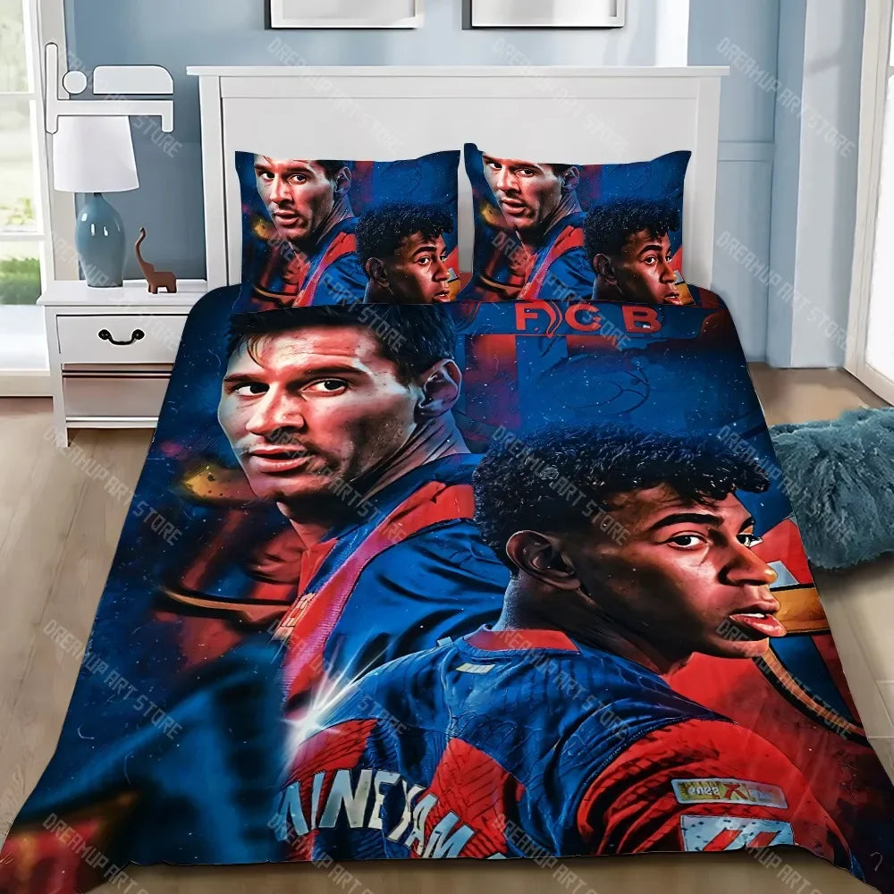 Funda nórdica de estrellas de fútbol, funda de almohada, juego de cama para adultos, niños y niñas, decoración de dormitorio Y-Yamal, regalo para niños, tamaño individual y doble