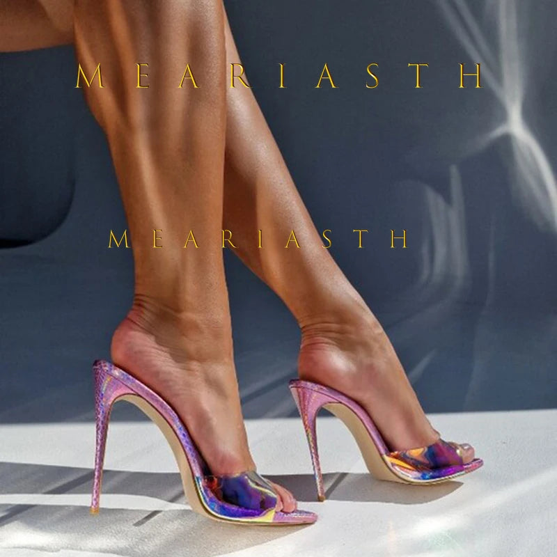 Zapatillas de tacón alto para mujer, sandalias transparentes con punta abierta, tacones de aguja, sandalias de mujer, zapatos de verano