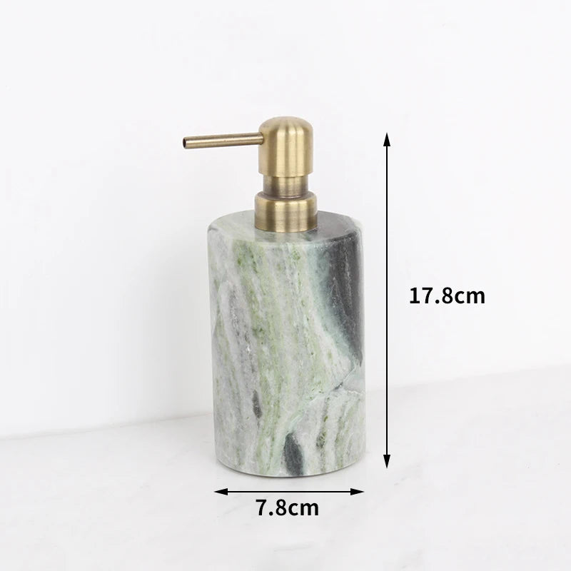 Juego de baño de mármol Natural verde esmeralda, jabonera de lujo, hisopos de algodón, tarro, difusor de caña, bandeja de tocador, accesorios de baño