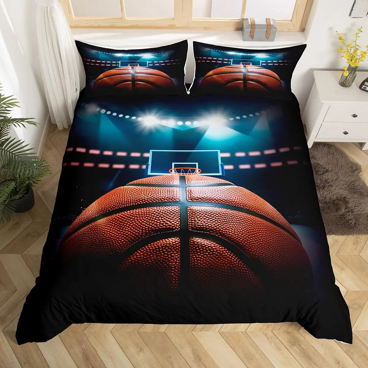 Funda nórdica de baloncesto, juego de cama deportivo para juegos, funda de edredón para jugadores de baloncesto, dormitorio para adolescentes y adultos