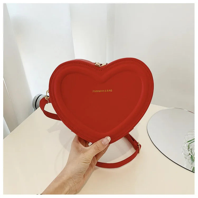 Bolsos cruzados con forma de corazón para mujer, bolso de hombro de cuero Pu sólido, bolsos casuales para mujer, bolsos de diseñador para mujer, nuevo