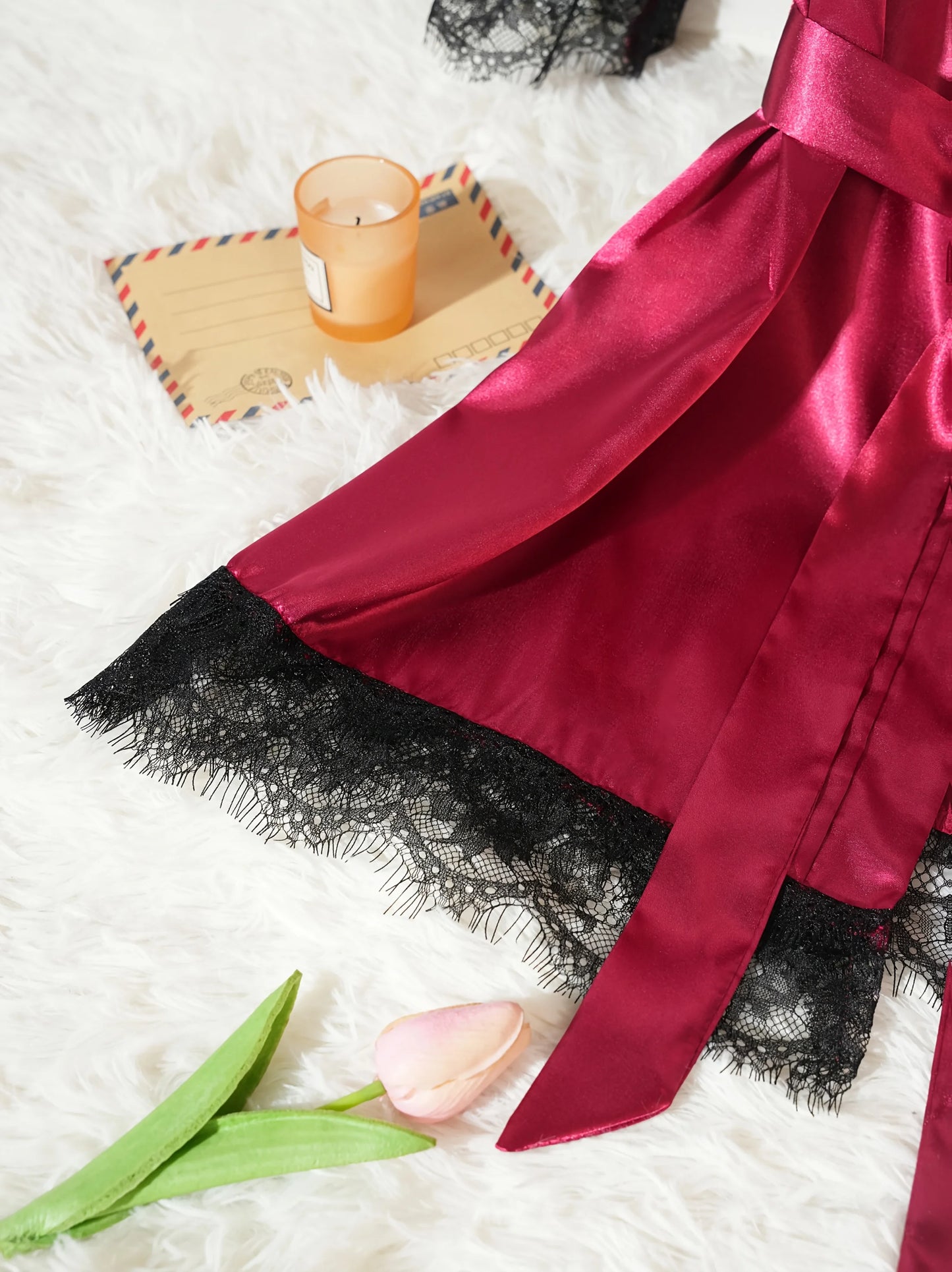 Conjunto de pijama de satén para mujer, bata de lencería de encaje, ropa de dormir Sexy de seda, camisón de satén suave, camisón, 4 Uds.