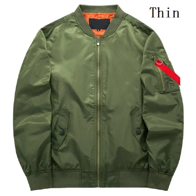 MA-1 chaqueta Bomber de vuelo para hombre, chaquetas informales gruesas y finas con cremallera, abrigo de invierno impermeable para piloto de béisbol, talla grande 8XL