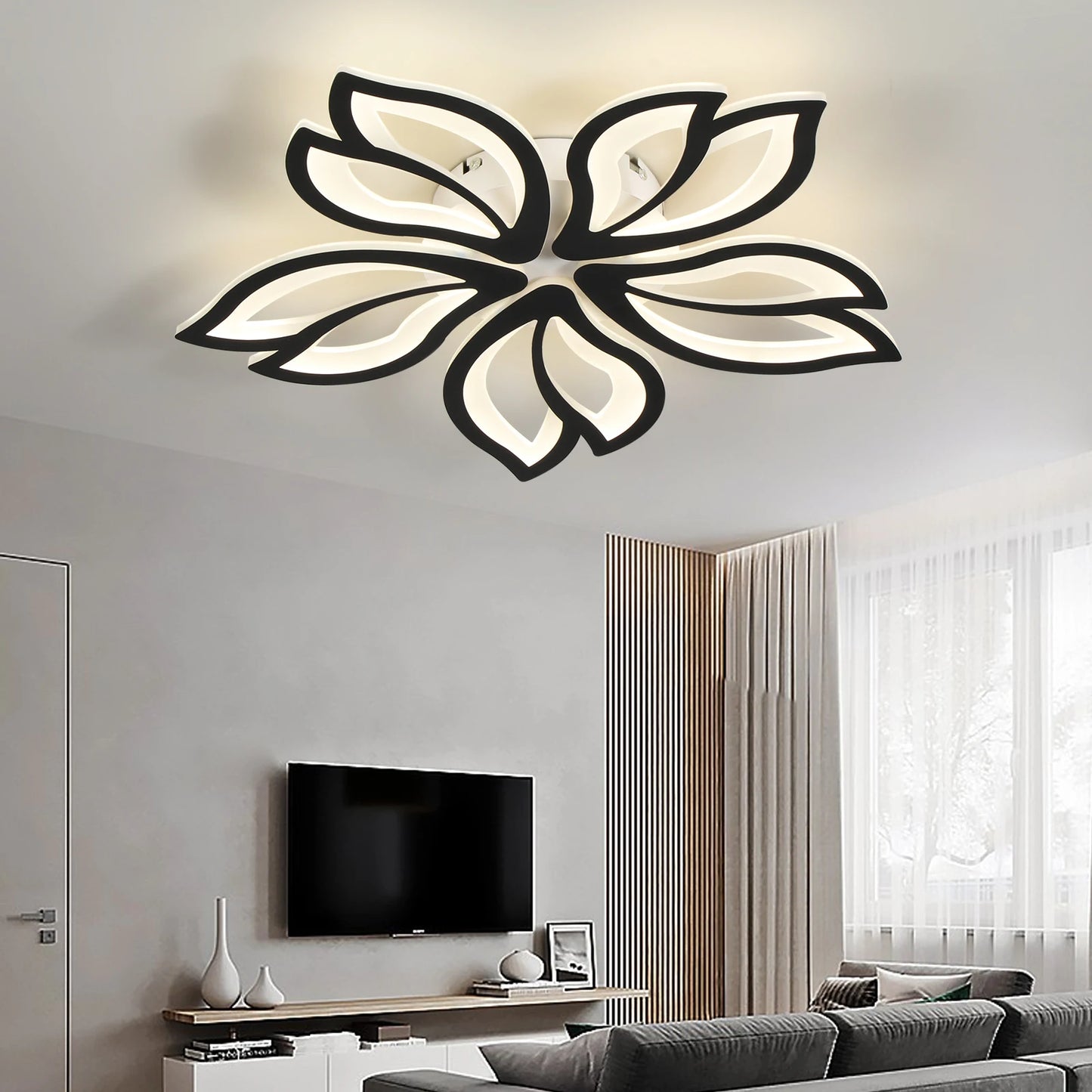 Lámpara de techo LED, lámpara de techo de hojas modernas, montaje empotrado para sala de estar, estudio, comedor, dormitorio