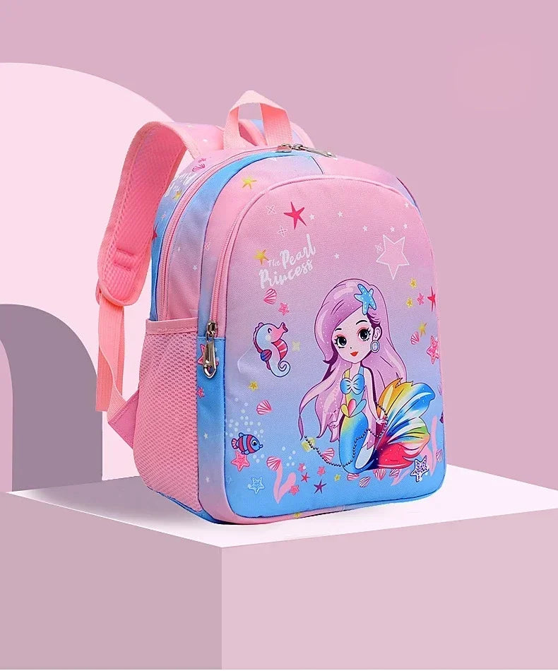 Nueva mochila para niños, bonita mochila escolar con estampado de sirena y unicornio de dibujos animados, mochila escolar ligera para guardería