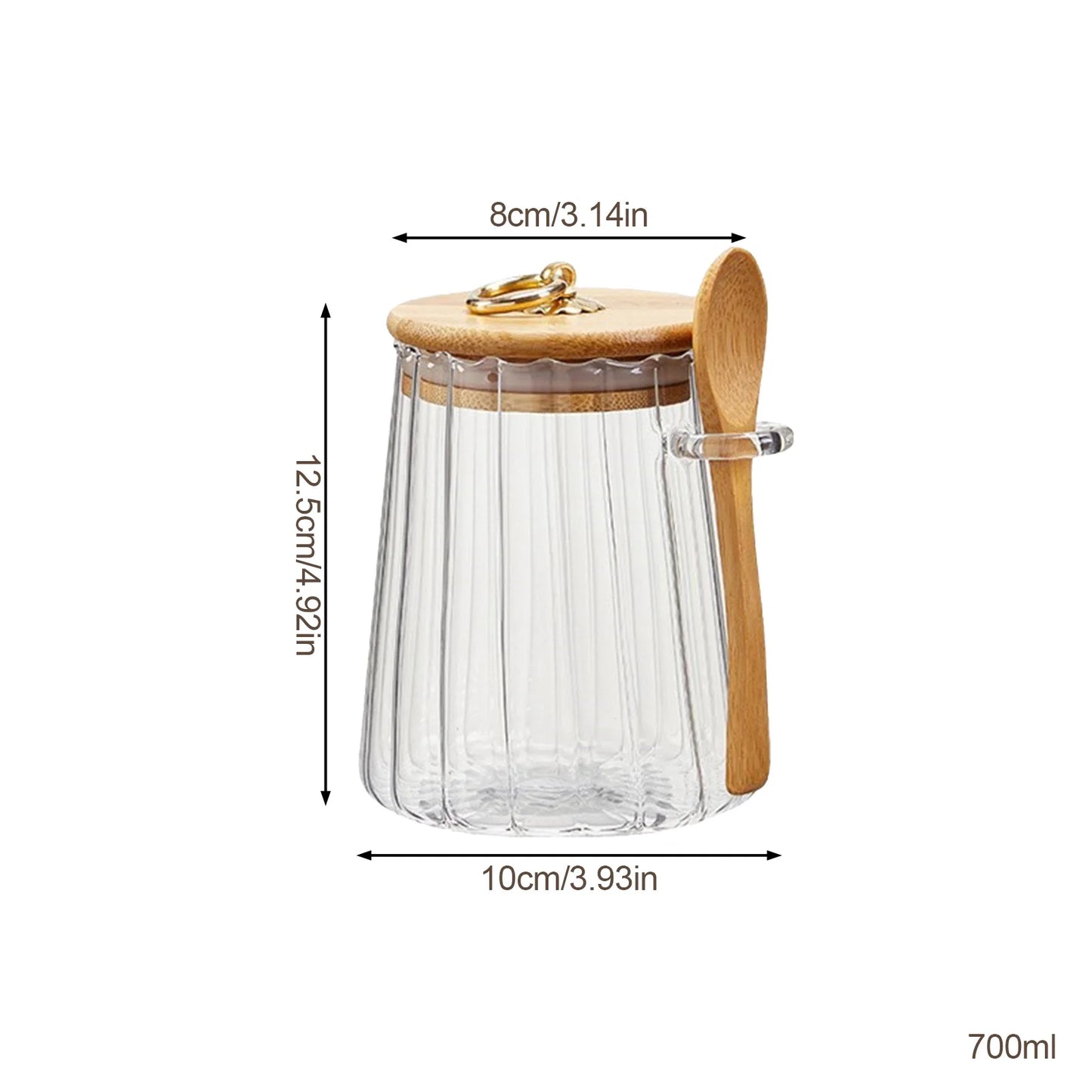 Tarro de vidrio sellado con cuchara y tapa, tarro transparente para especias, pequeño contenedor para almacenar alimentos, tarro para azúcar, tarro para té, tarro para café de cocina