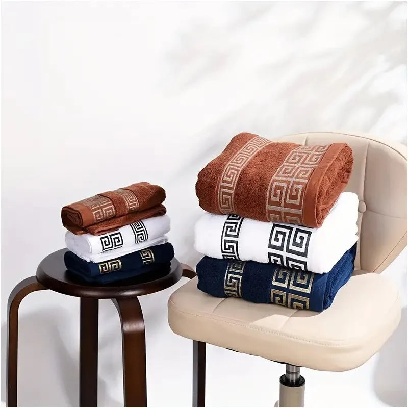 Juego de toallas de algodón con letras bordadas S - 1/2/3 piezas, toallas de mano suaves y absorbentes de jacquard para lavar la cara y las manos, para baño, gimnasio, spa