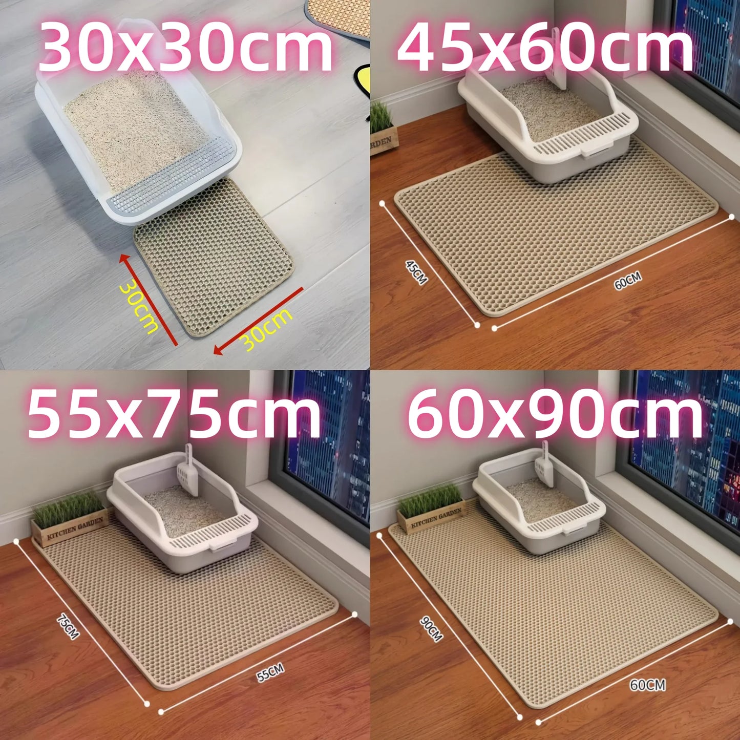 Estera de arena grande para gatos, impermeable, de doble capa, antideslizante, bandeja para caja de arena, lavable, duradera, estera de entrenamiento para el baño de mascotas