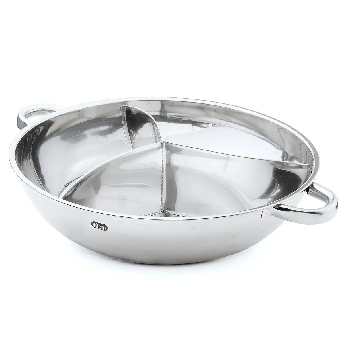 Olla caliente de acero inoxidable de 34cm, tres utensilios de cocina divididos, olla de inducción para ovejas pequeñas, olla caliente con rayas, Compatible con cocina, fiesta de invierno