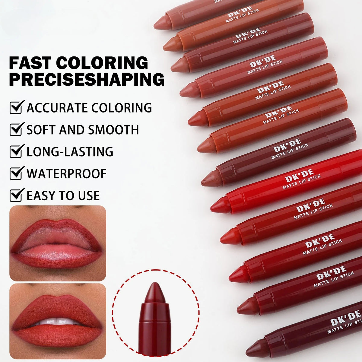 Set de Lápices Labiales de 3 Colores, Color Duradero, Resistente a la Transferencia, Apto para Todos los Estilos de Maquillaje