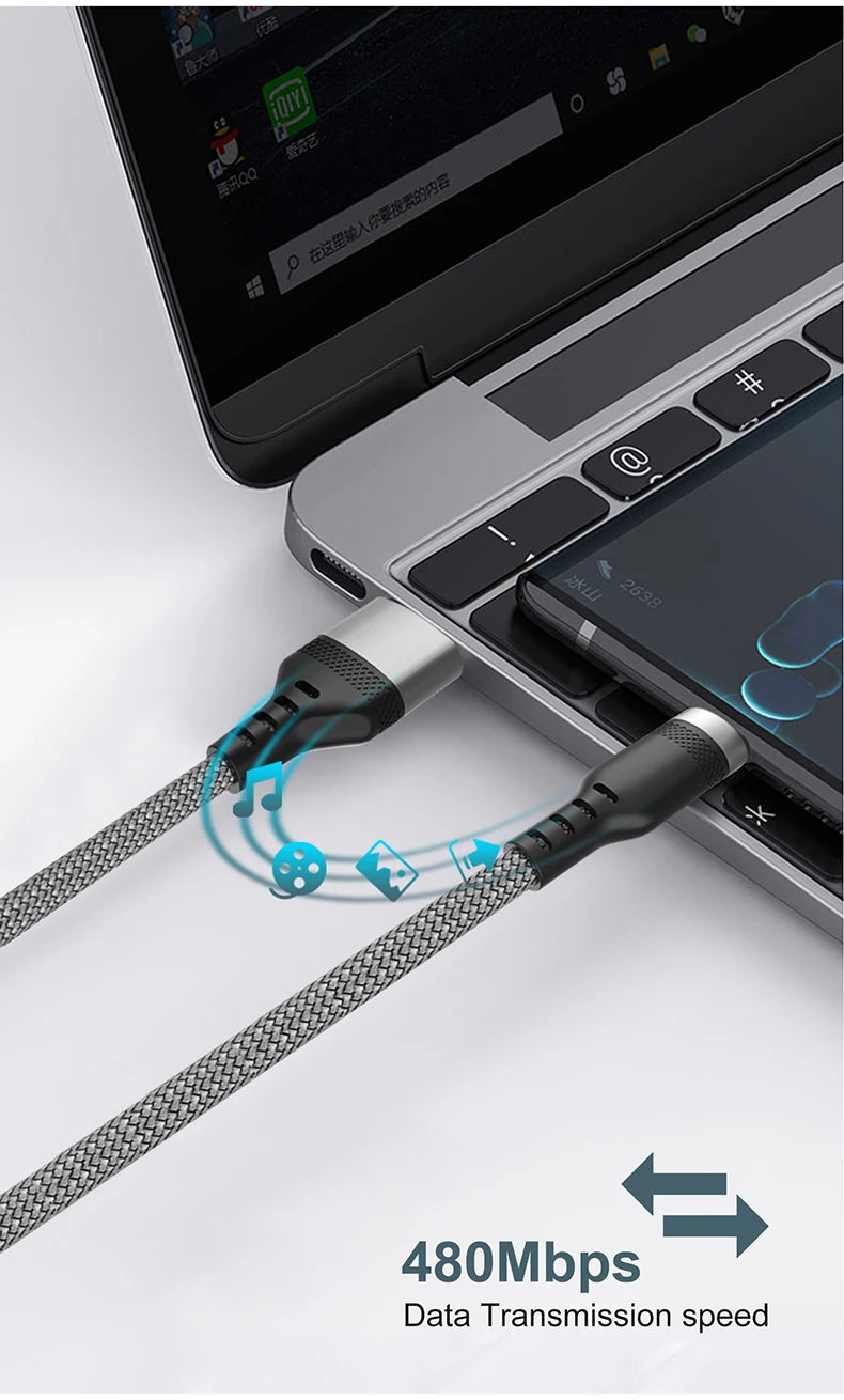Cable de carga USB tipo C 6A para Huawei USB C extendido 1m 2m 3m 5m Cable de 8 metros para Xiaomi Vivo Leeco OnePlus Oppo
