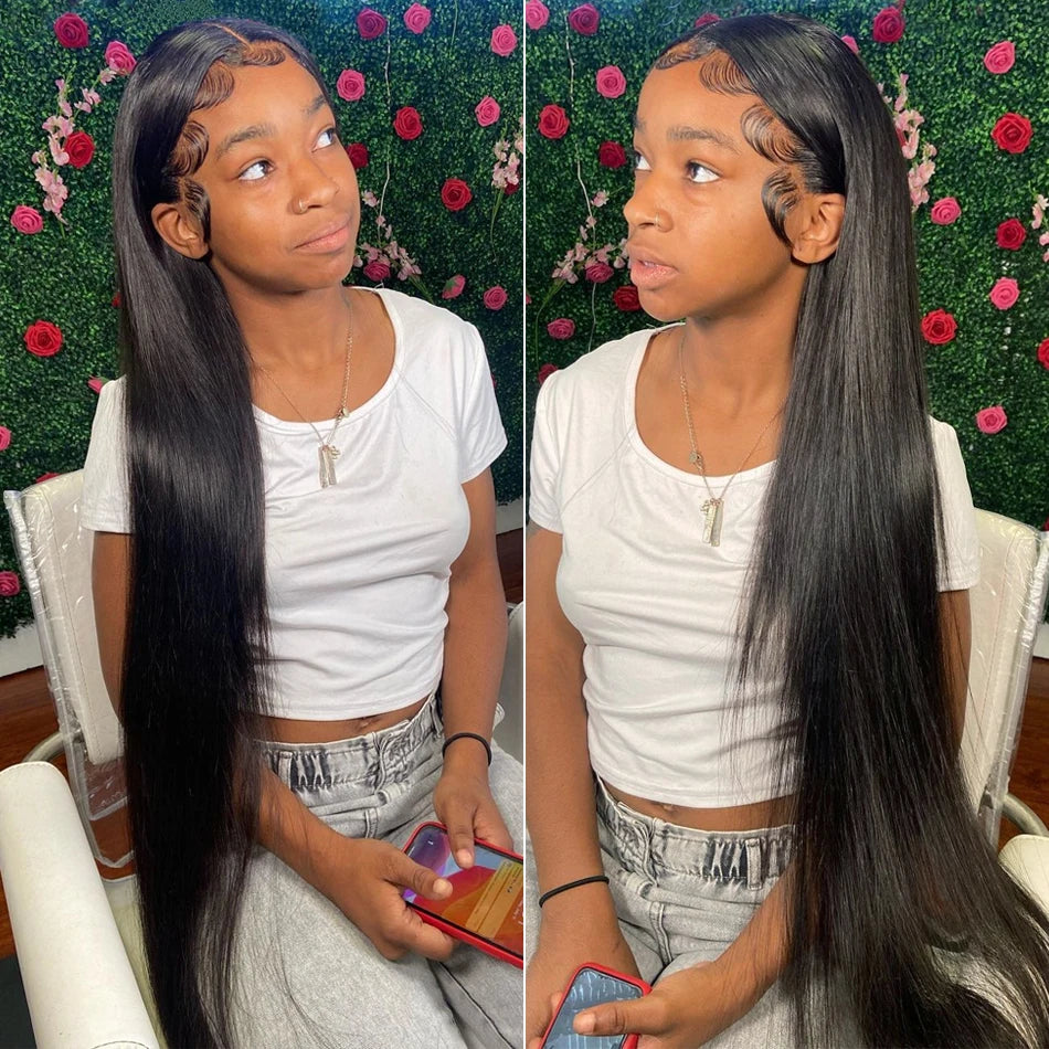 Peluca frontal de encaje HD 13x6 13x4, peluca frontal de encaje de cabello humano de 30 pulgadas, lisa como un hueso, pelucas de cabello humano con encaje transparente, peluca con cierre HD 4x4
