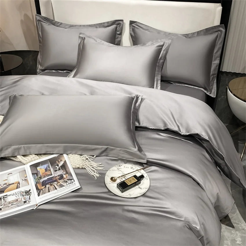 Juego de cama de lujo 100% algodón egipcio funda nórdica funda de almohada Ru Europa doble tamaño Queen King ropa de cama juegos de sábanas suaves