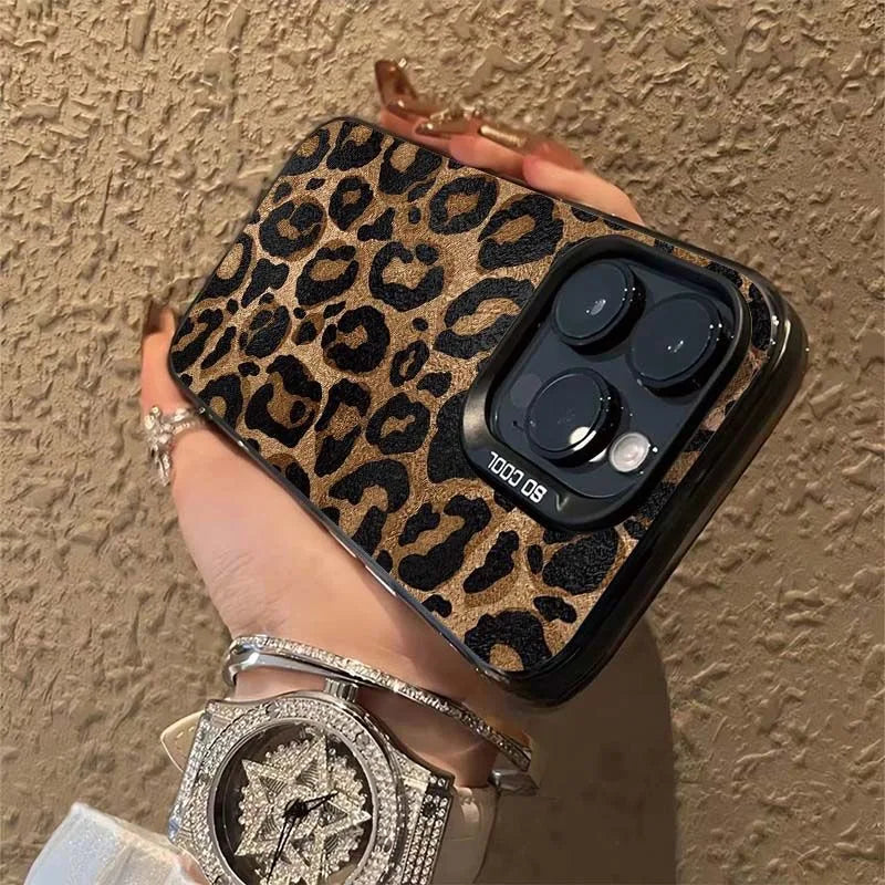 Funda de teléfono con estampado de leopardo para iPhone 16, 13, 15, 14, 11, 12, 17 Pro Max, 16 Pro Max, armadura de parachoques a prueba de golpes, IMD, Funda Coque