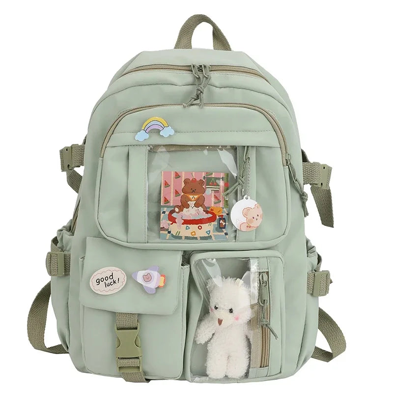 Mochila escolar de gran capacidad para niñas, bolso de mano para estudiantes, Kawaii, Patchwork