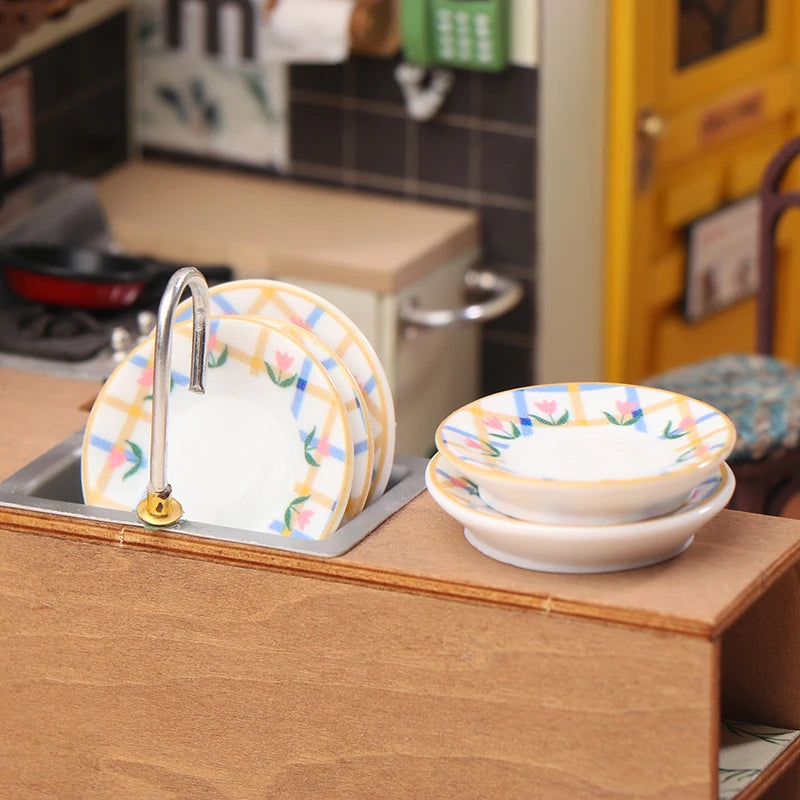 5 Piezas de Mini Platos para Casa de Muñecas 1/12, Modelo de Simulación de Cocina, Decoración para Casa de Muñecas, Accesorios para Casa de Muñecas, Juguetes de Imitación