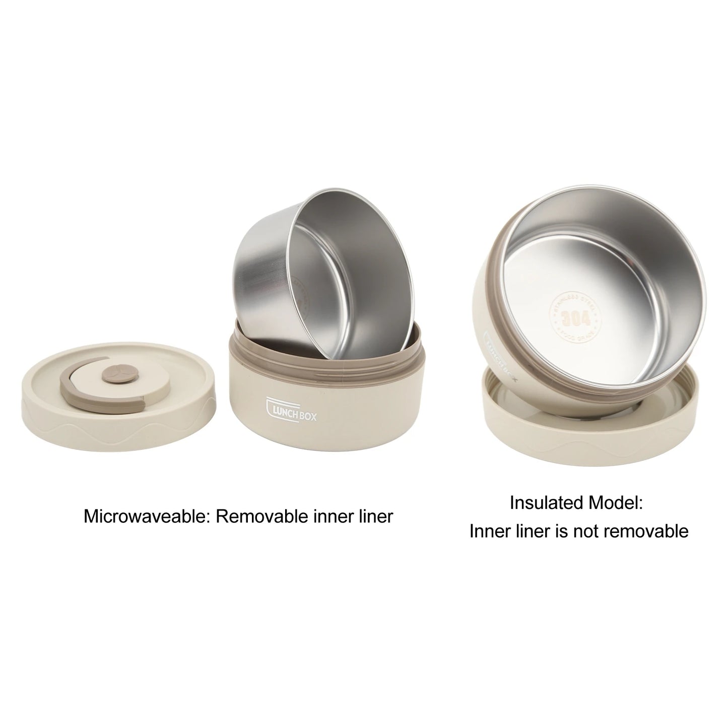 Olla de cocina térmica de aislamiento térmico de 440ml, recipiente térmico portátil de doble capa de acero inoxidable con forma redonda, 1 Uds.