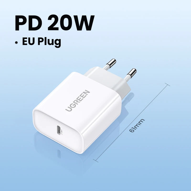UGREEN Quick Charge 4,0 3,0 QC PD cargador 20W QC4.0 QC3.0 USB tipo C cargador rápido para iPhone 17 16 15 Pro Xiaomi teléfono PDCharger