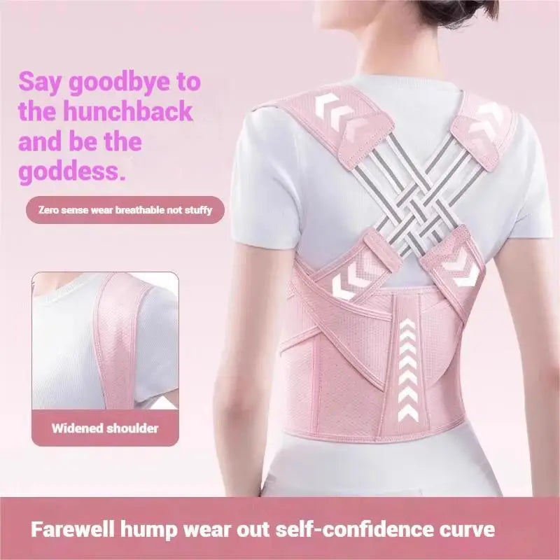 Corrector de postura: soporte ajustable para espalda de alineación de columna con correas transpirables, para soporte superior de la espalda y alivio de la cifosis
