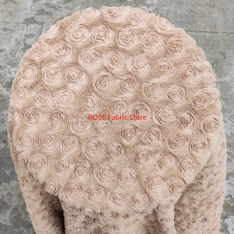Placa 3D, tela de pelo de conejo de terciopelo fotovoltaico bordada con flores rosas para mantas, suéteres, ropa de cama, tela de costura DIY hecha a mano