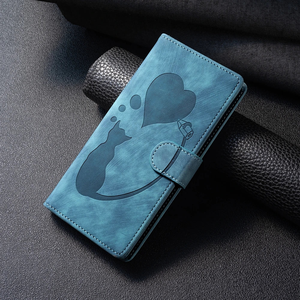 Funda tipo cartera de cuero con diseño de gato y mariposa para iPhone 17, 15, 16, 14, 13, 12, 11 Pro Max, iPhone 15 Plus