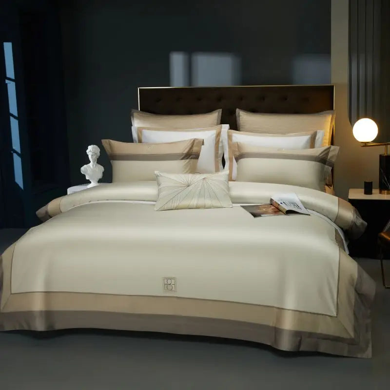 Juego de Ropa de Cama de Lujo de 4/7 Piezas, 1000 Hilos, Algodón Egipcio, Bordado, Tamaño Queen/King, Incluye Funda Nórdica, Sábana/Sábana Ajustable y Fundas de Almohada