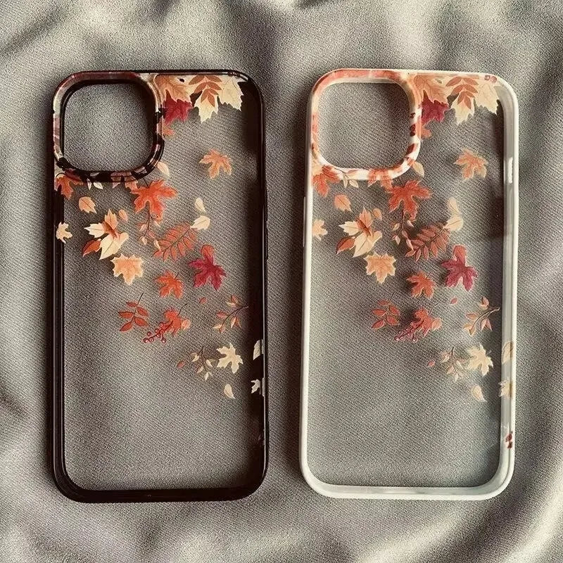 Funda de teléfono de hojas caídas a la moda para Xiaomi Redmi 14C 13C 12C 4G Poco X6 X5 Pro Redmi Note 12 11 13 Pro Plus 5G funda de hoja de arce