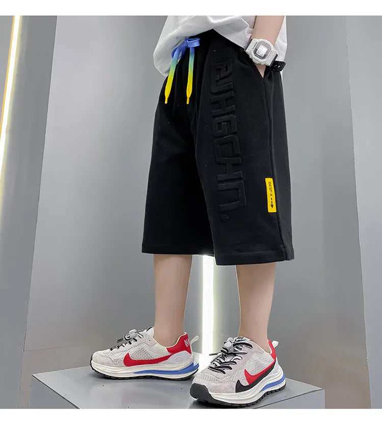 Pantalones cortos deportivos de algodón para niños, hasta la rodilla pantalón de chándal, talla 5, 6, 7, 8, 10, 12, 13, 14 años, gran oferta, Verano