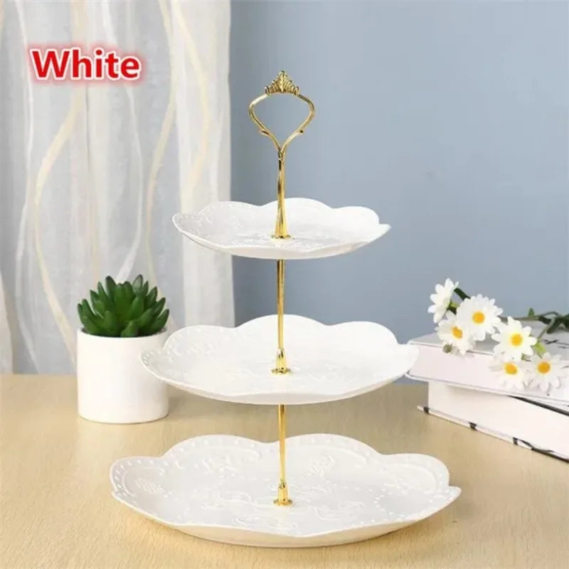 Soporte desmontable para Tartas de estilo europeo, plato de fruta de 3 capas para postres, magdalenas y pastelería