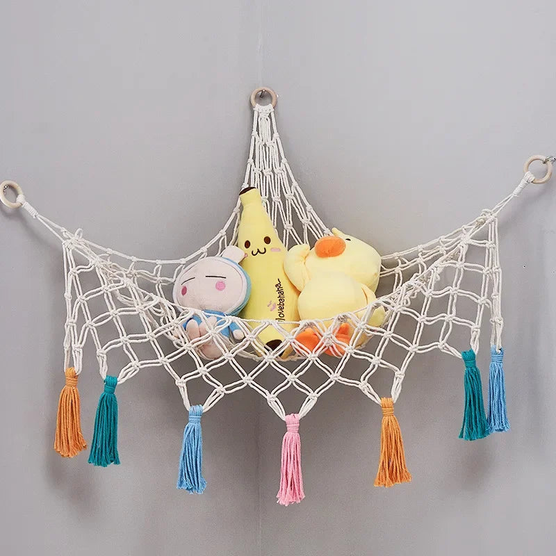 Hammock Net Toys Storage Boho Decor Children Room Toys Stuffed Animals Toys Hammock Net Organize Bohemia Soft Storage Swing