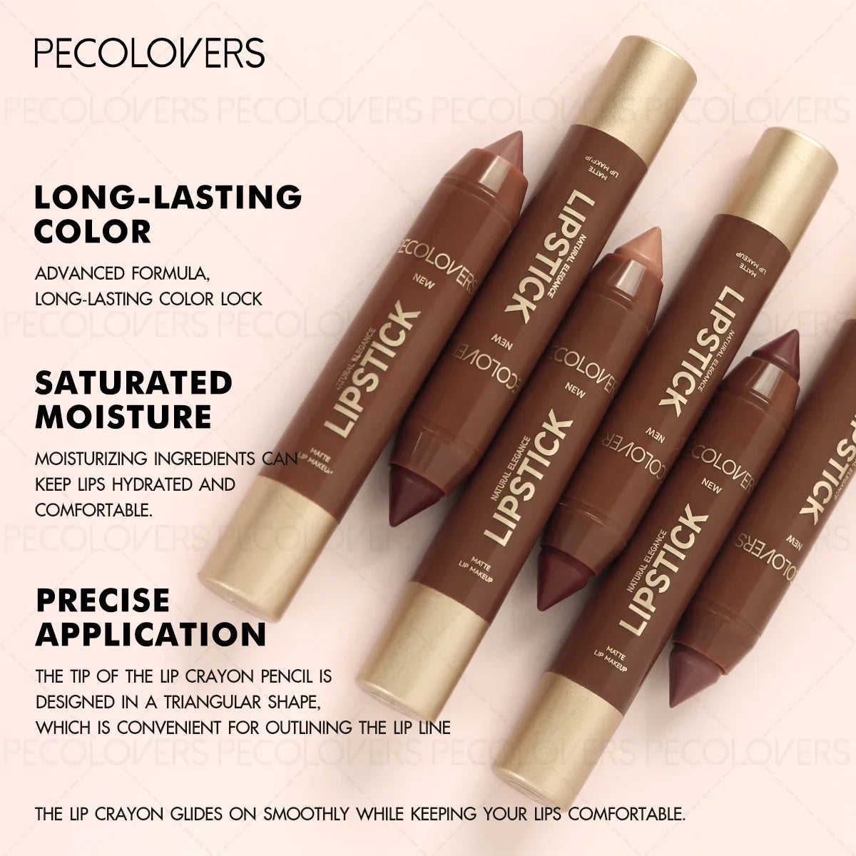 Delineador de labios y lápiz labial 2 en 1 (1 unidad): acabado mate, para definir el contorno de labios, se adapta a estilos de maquillaje de otoño e invierno
